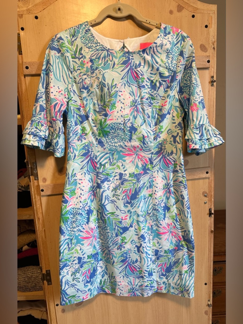 Lily Pulitzer Floral Shift Dress in Blue, Pink & Green